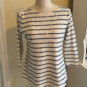 Talbots Rhinestone Stripe Tee